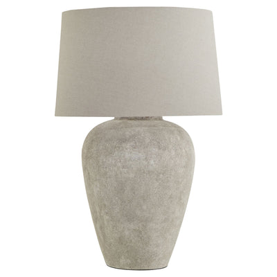 Hill Interiors Athena Aged Stone Tall Table Lamp With Linen Shade