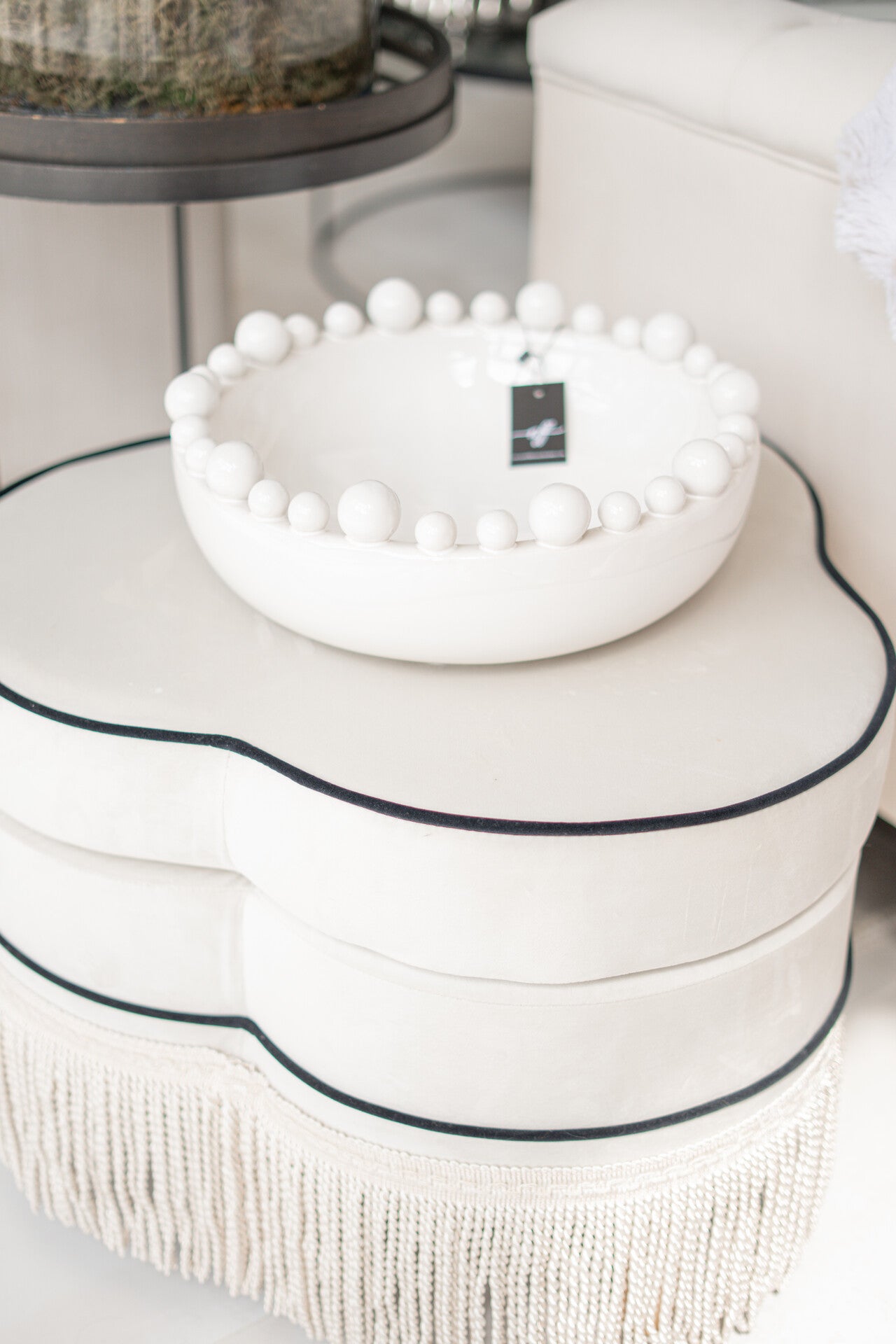 White Bobble Edged Bowl