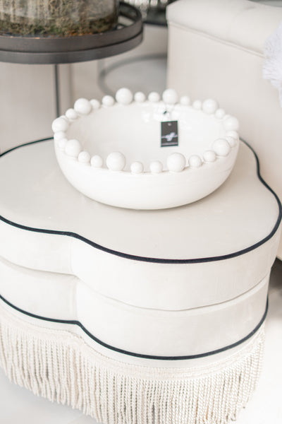 White Bobble Edged Bowl