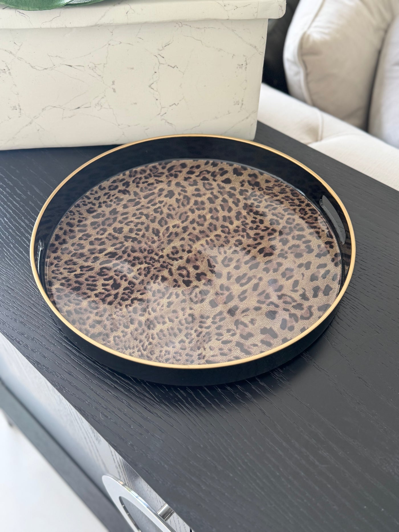 Round Leopard Tray