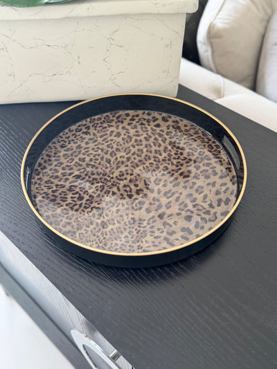 Round Leopard Tray