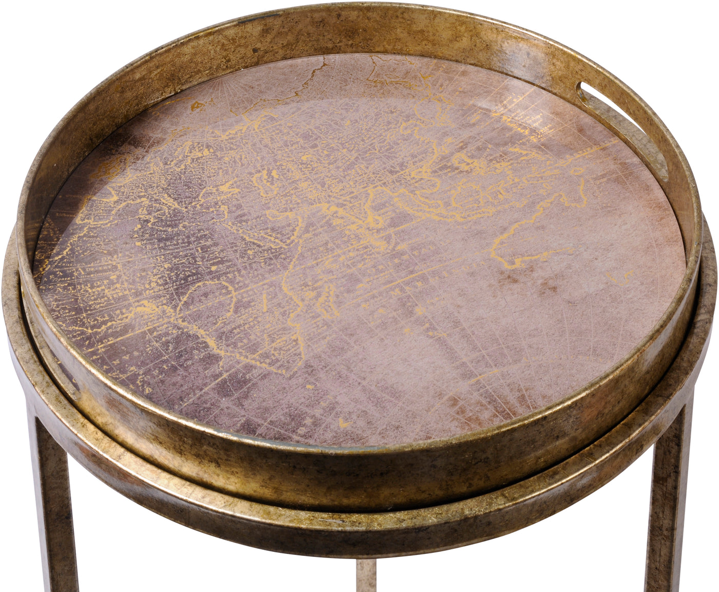 Vienna Antique Gold Atlas Set of 2 Side Tray Tables