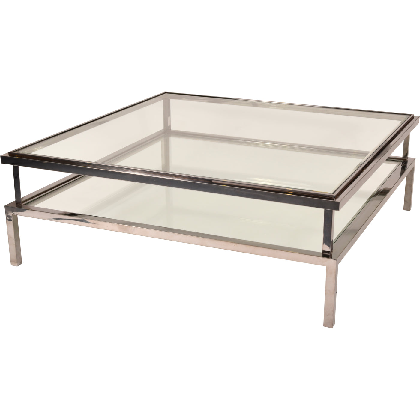 Belgravia Stainless Steel and Glass Square Coffee Table