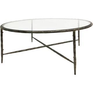 Patterdale Hand Forged Round Coffee Table Dark Bronze Finish with Glass Top