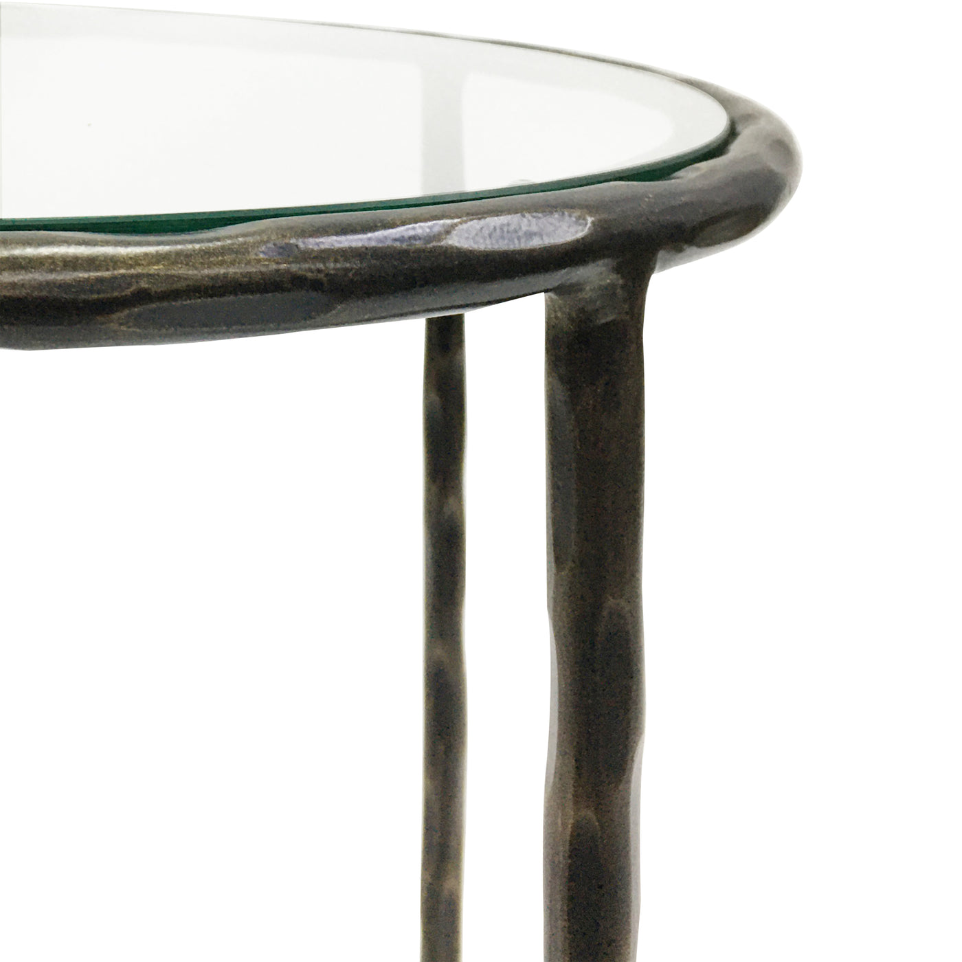Patterdale Hand Forged Side Table Dark Bronze Finish with Glass Top
