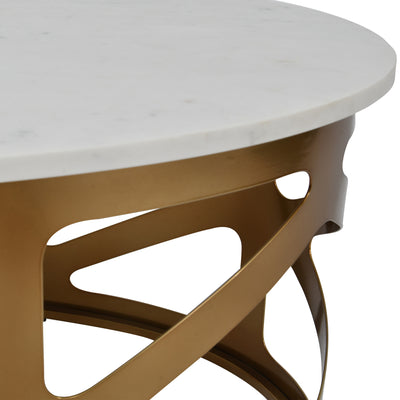 Metropolitan Coffee Table Satin Bronze Finish with Off-White Marble