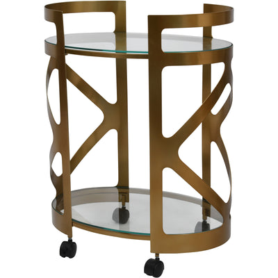 Metropolitan Drinks Trolley Satin Bronze Finish with Glass Shelves