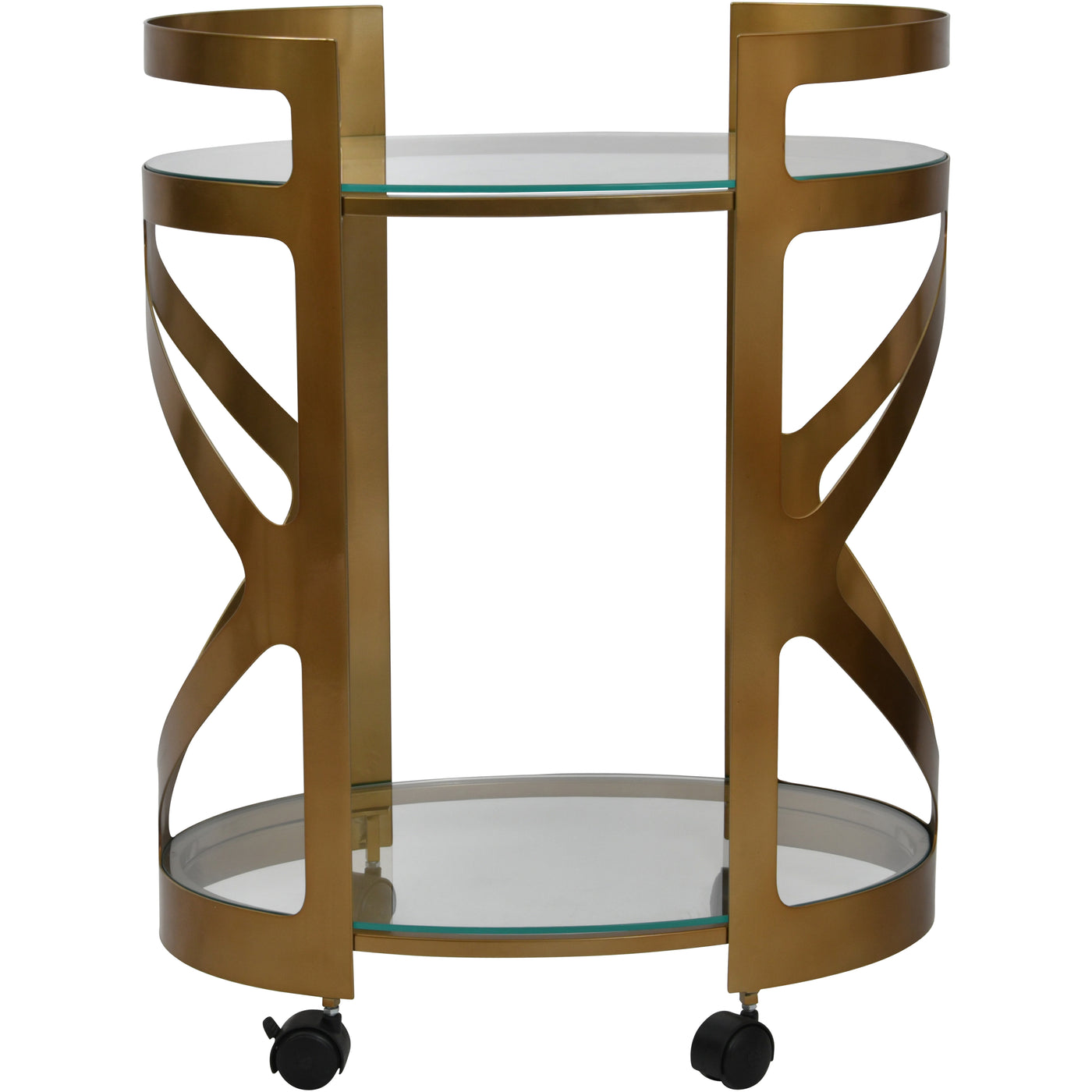 Metropolitan Drinks Trolley Satin Bronze Finish with Glass Shelves