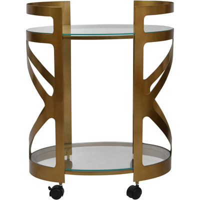 Metropolitan Drinks Trolley Satin Bronze Finish with Glass Shelves