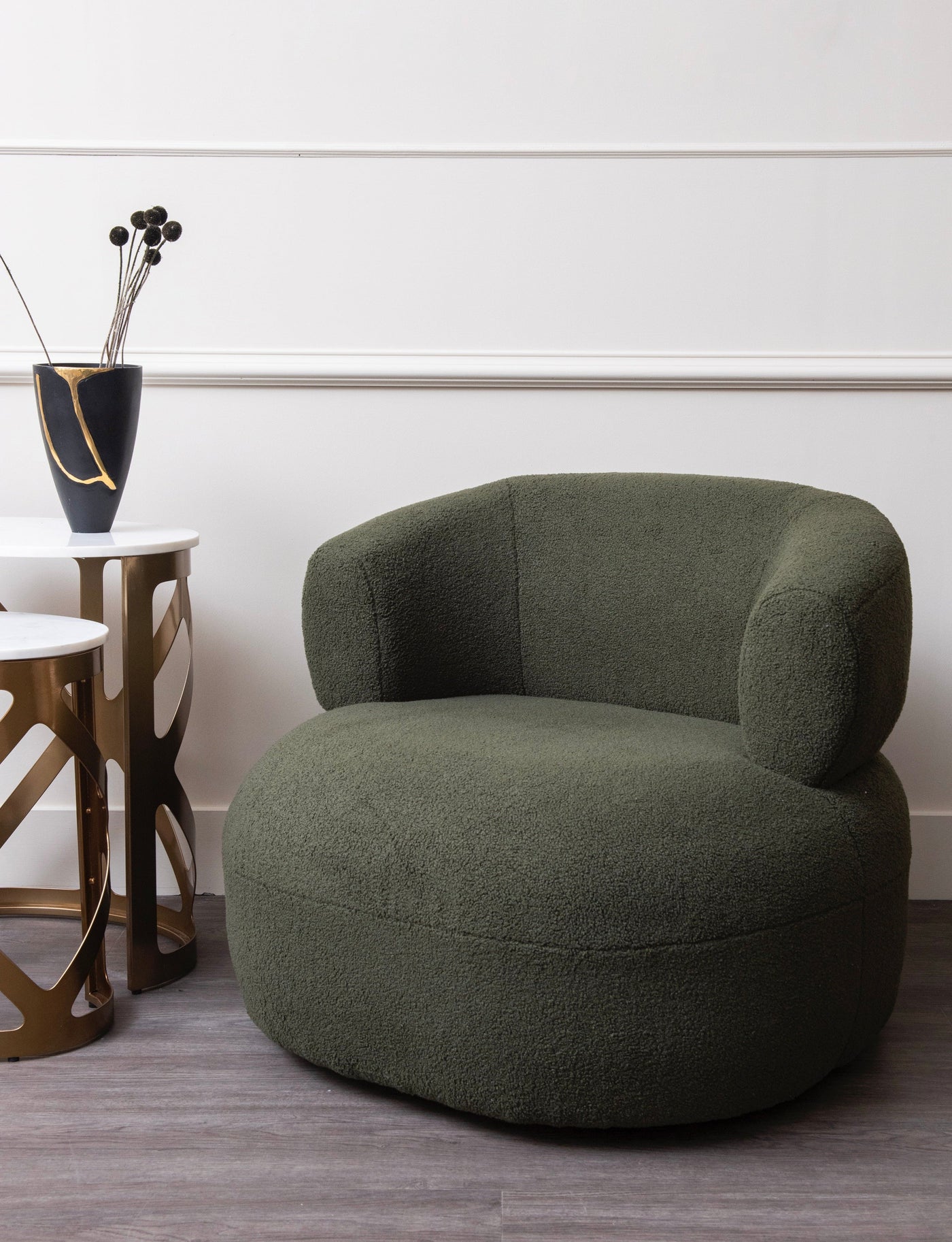 Luna Occasional Chair in Boucle Hunter Green