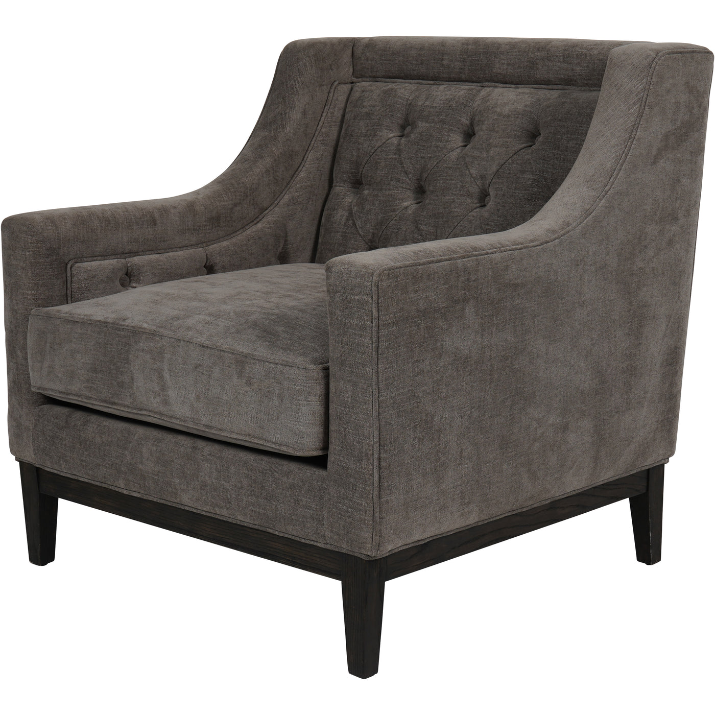 Theodore Buttoned Armchair in Warm Grey Fabric