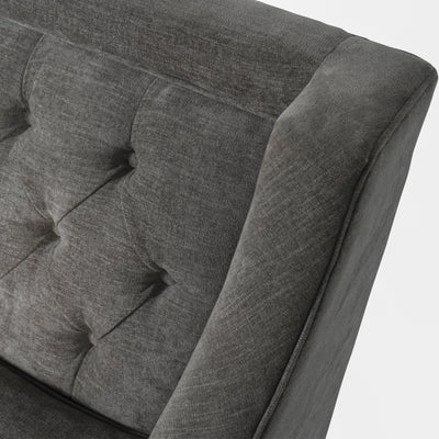 Theodore Buttoned Armchair in Warm Grey Fabric