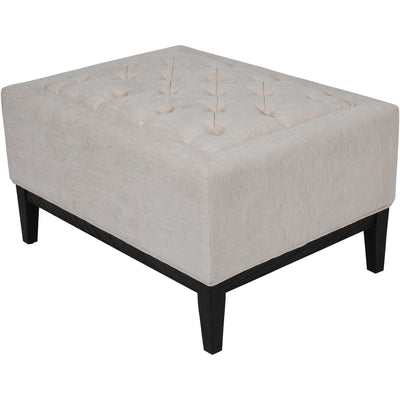 Theodore Buttoned Stool in Ivory Fabric