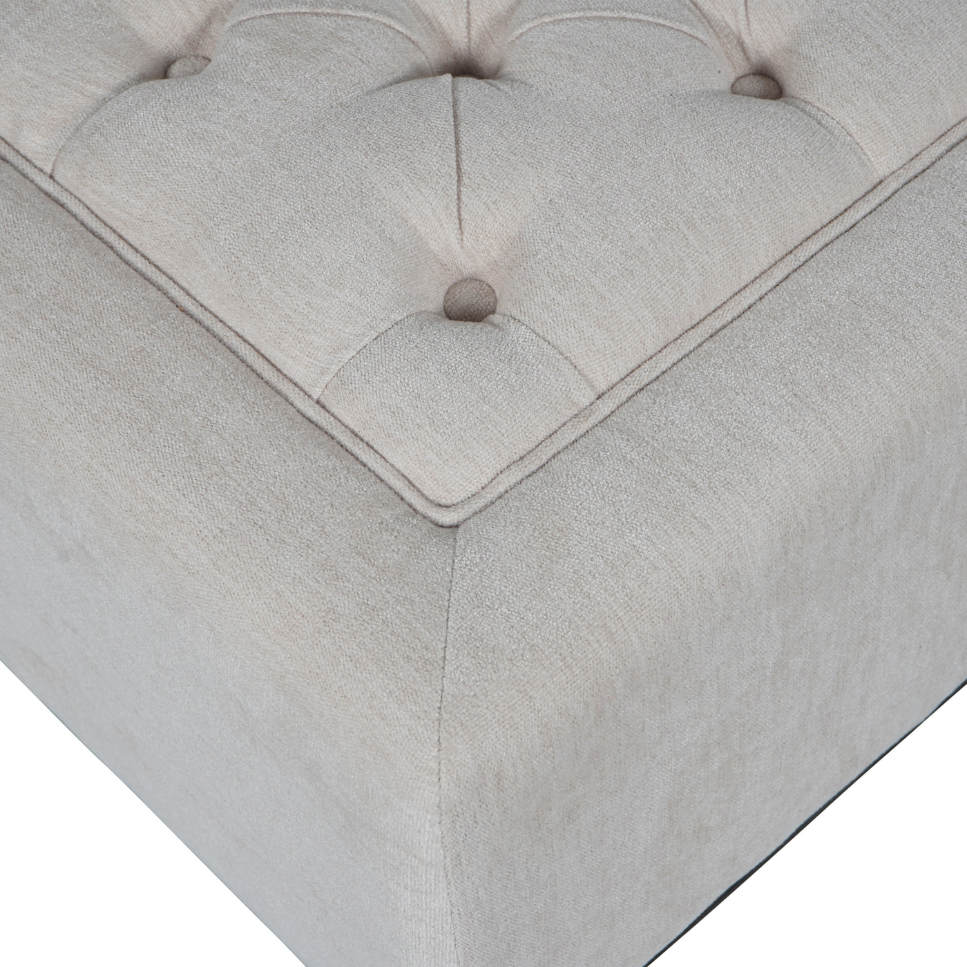 Theodore Buttoned Stool in Ivory Fabric