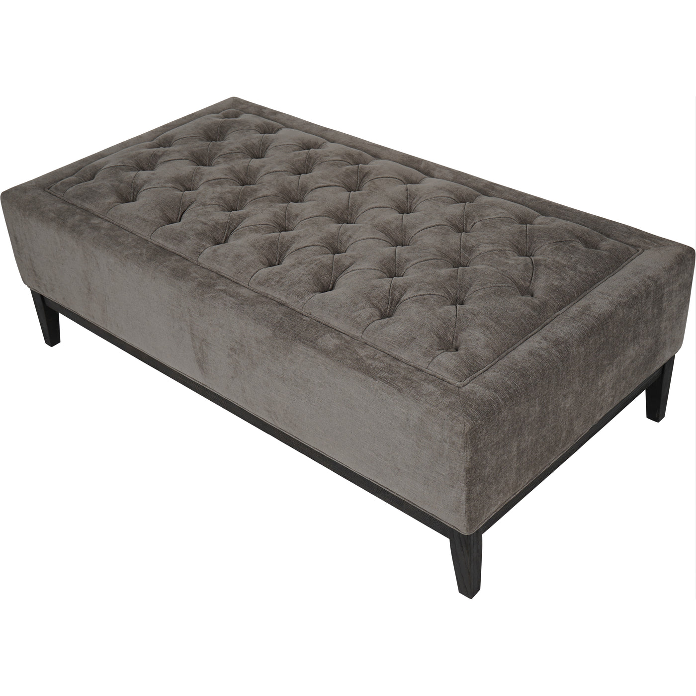 Theodore Buttoned XL Ottoman in Warm Grey