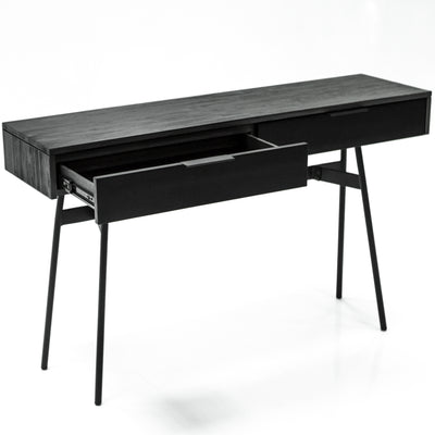 Bronks Black Acacia Console Table with Two Drawers