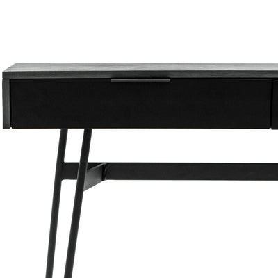 Bronks Black Acacia Console Table with Two Drawers