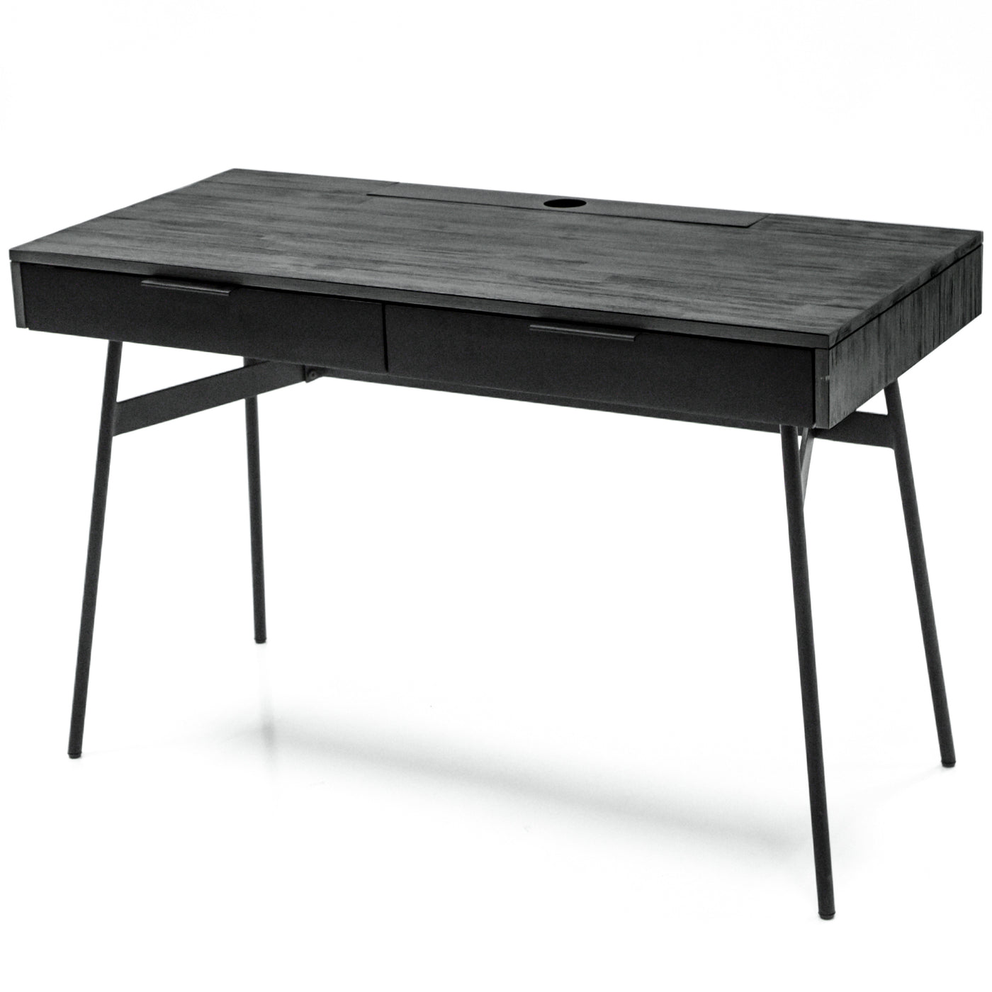 Bronks Black Acacia Desk with Two Drawers