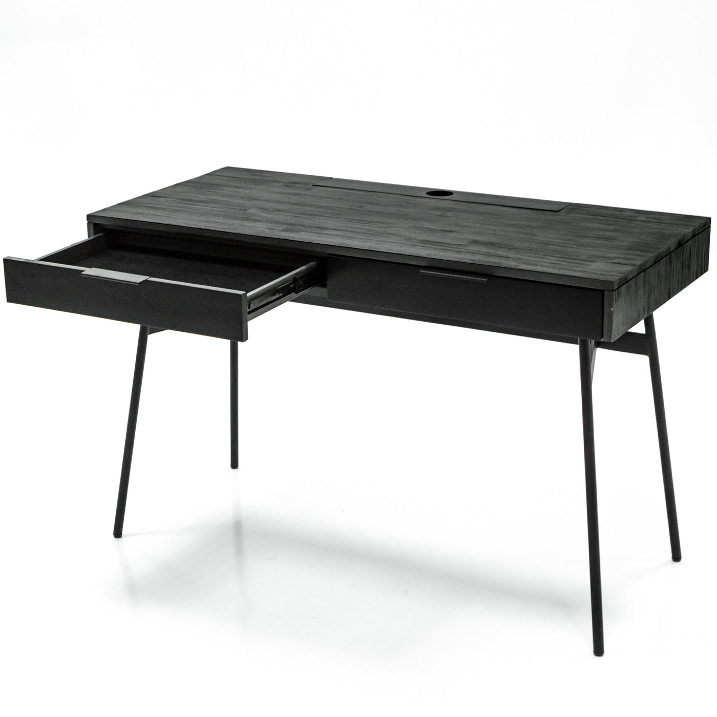 Bronks Black Acacia Desk with Two Drawers