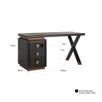 Richmond Interiors Hunter Desk – 3 Drawers