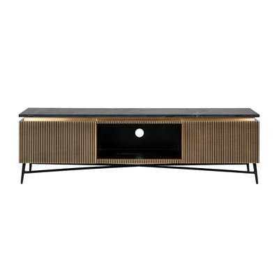 Richmond Interiors Ironville Brass Birch and Marble TV Unit