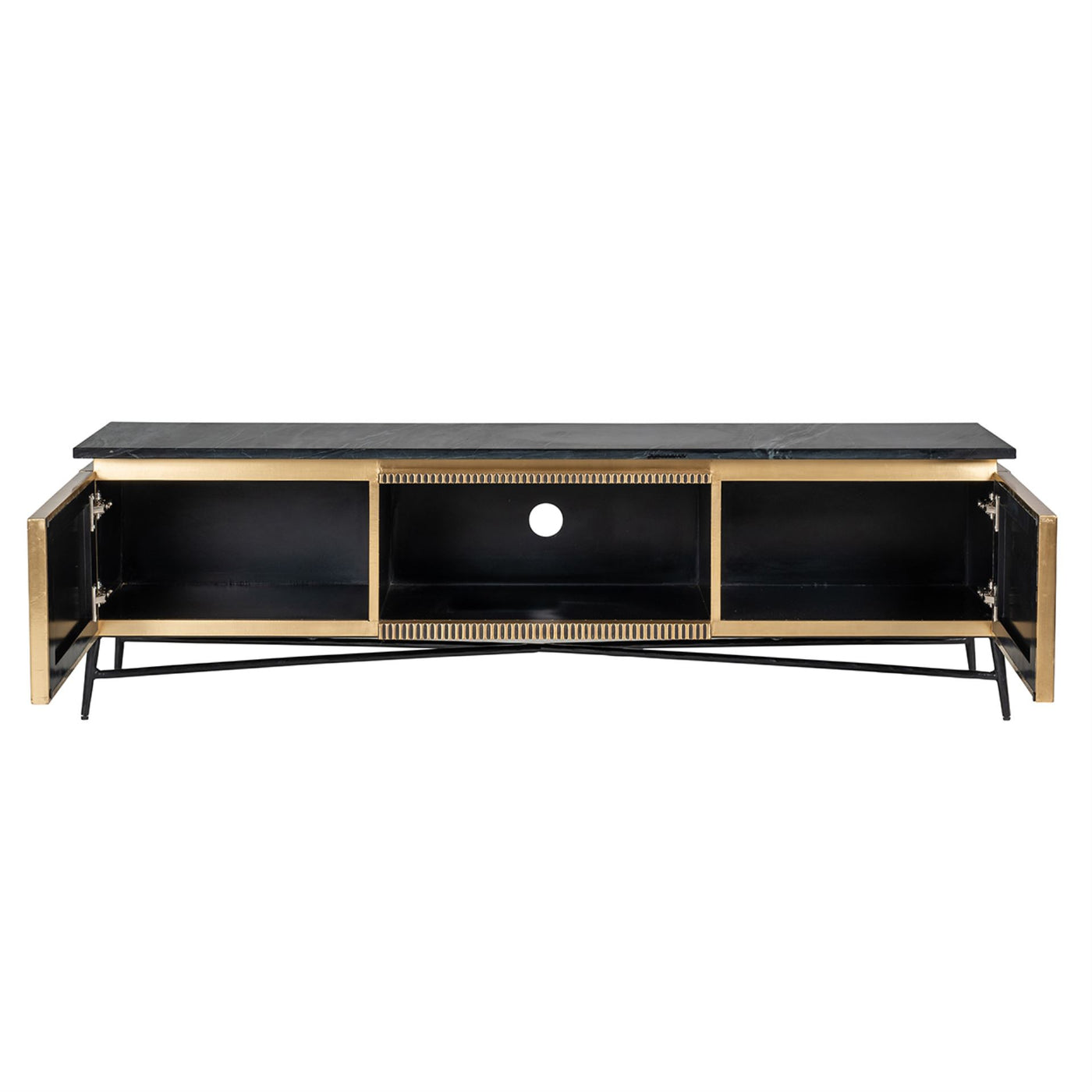 Richmond Interiors Ironville Brass Birch and Marble TV Unit