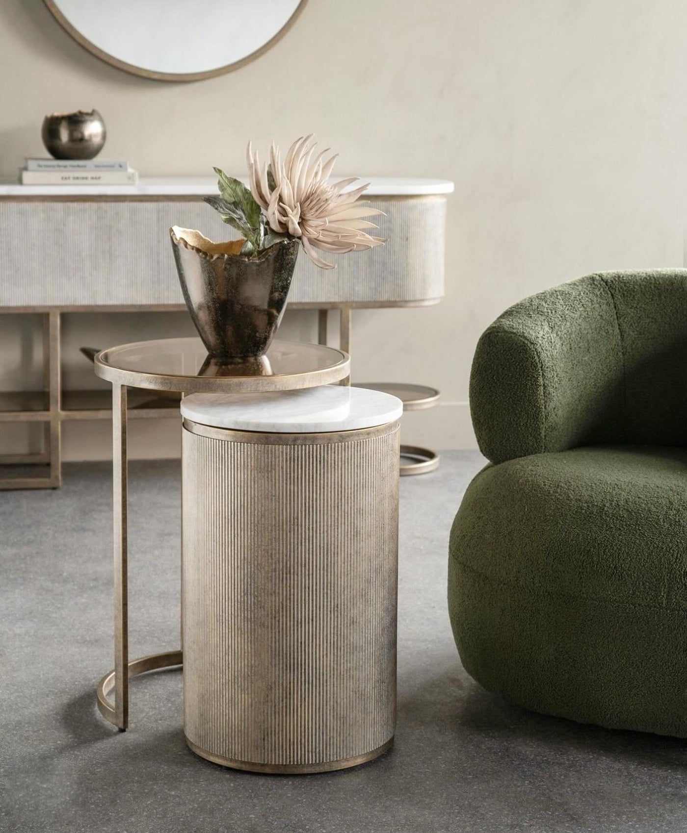 Luna Occasional Chair in Boucle Hunter Green