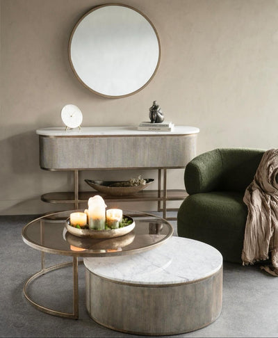 Belvedere Nesting Coffee Tables with Marble and Tinted Glass