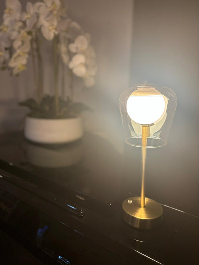 GLASS SHADE USB LED TOUCH TABLE LAMP