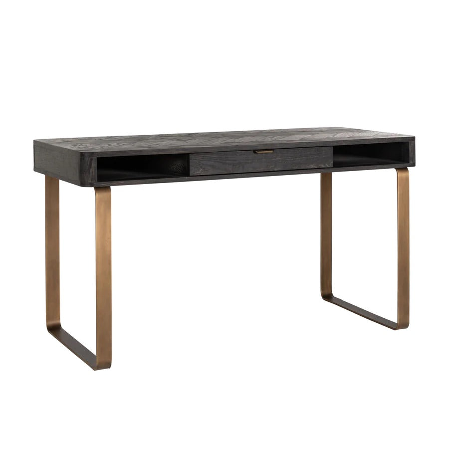 Richmond Interiors Blackbone Oak and Brass Desk