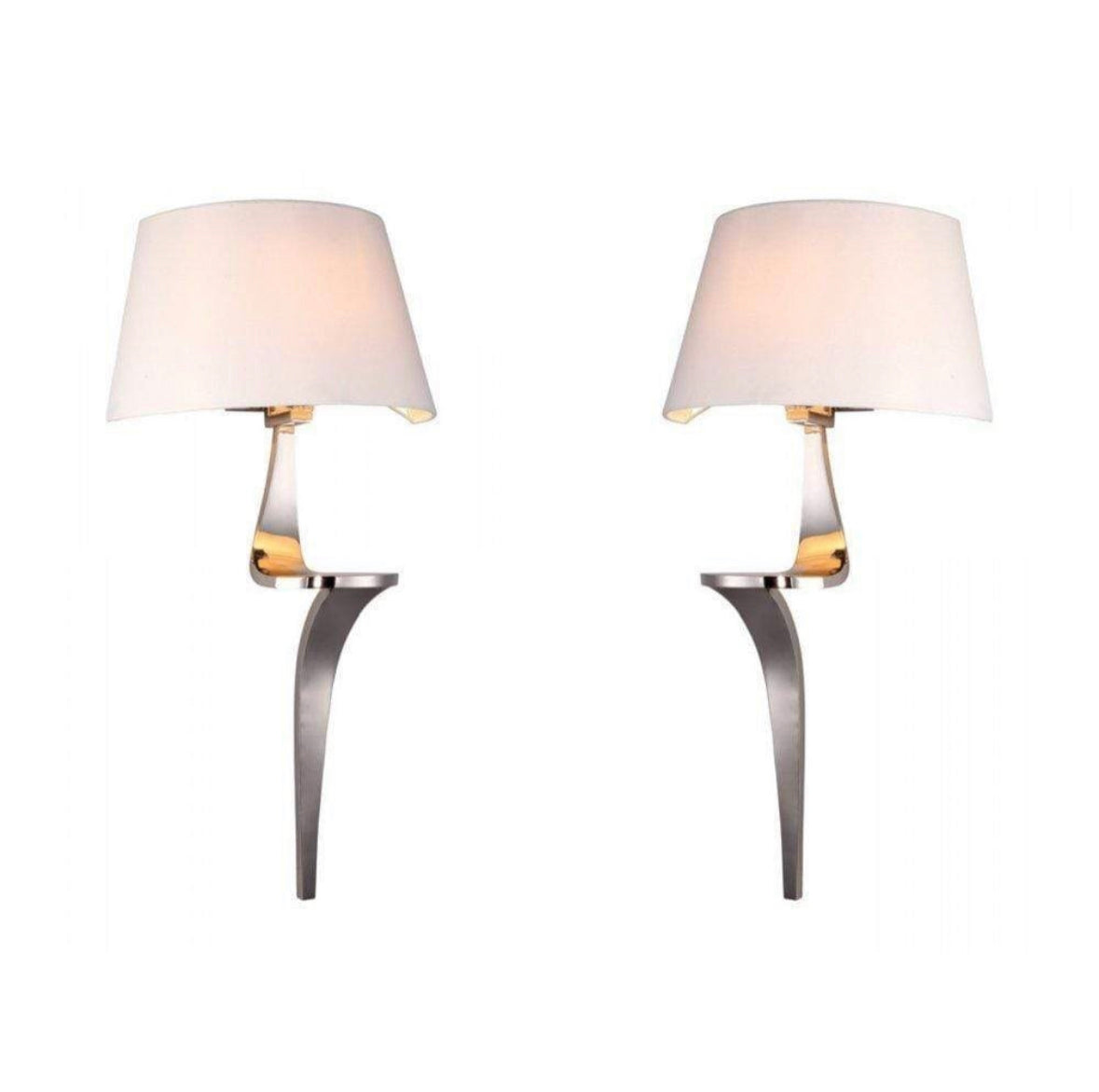 Enzo Pair of Nickel Finish Wall Lamps by RV Astley