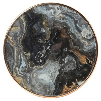 Set of 4 Black Marble Effect Coasters with Holder