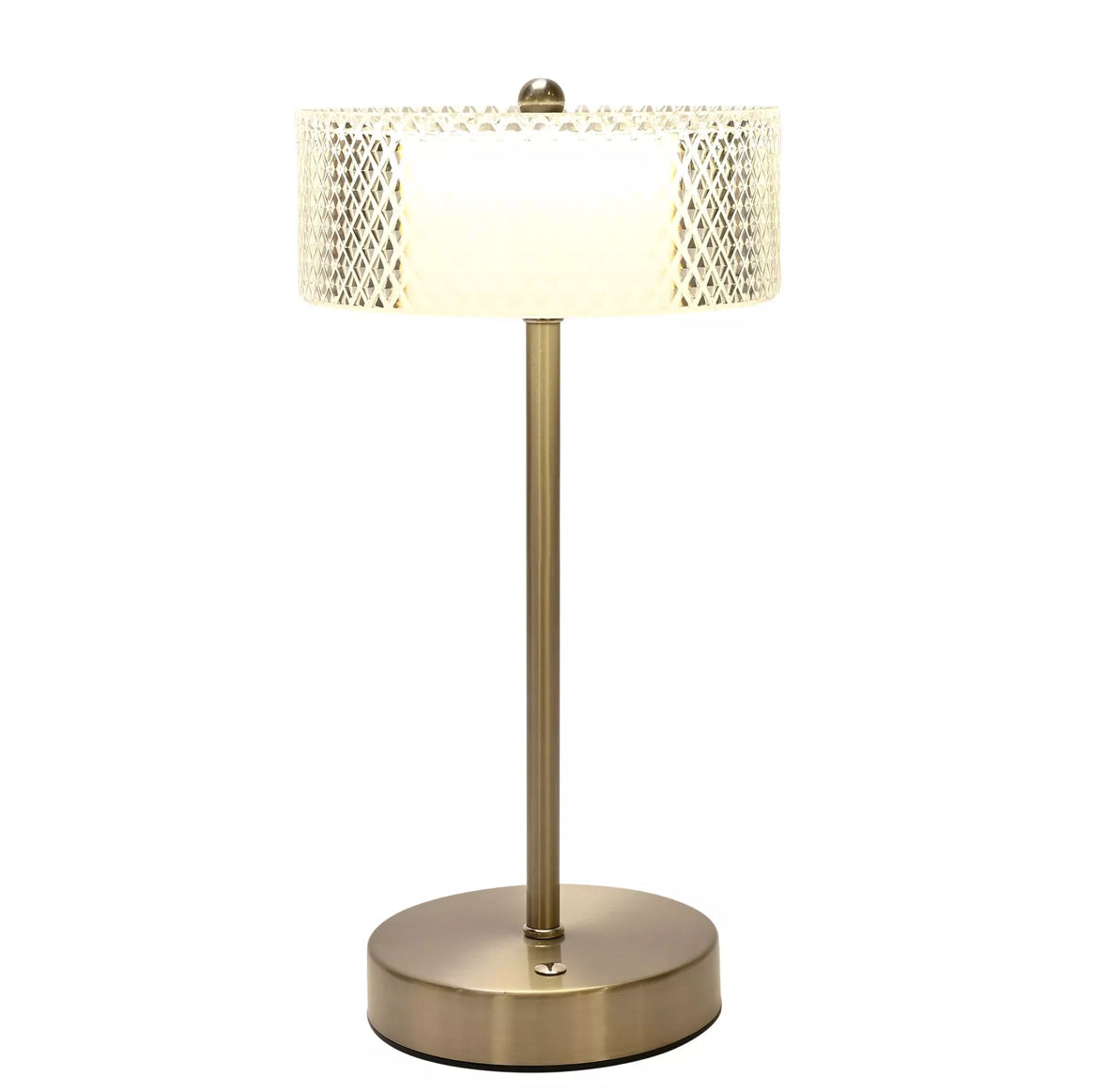 Nickel USB Touch Table Lamp with Crystal Effect Shade