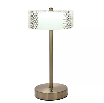 Nickel USB Touch Table Lamp with Crystal Effect Shade