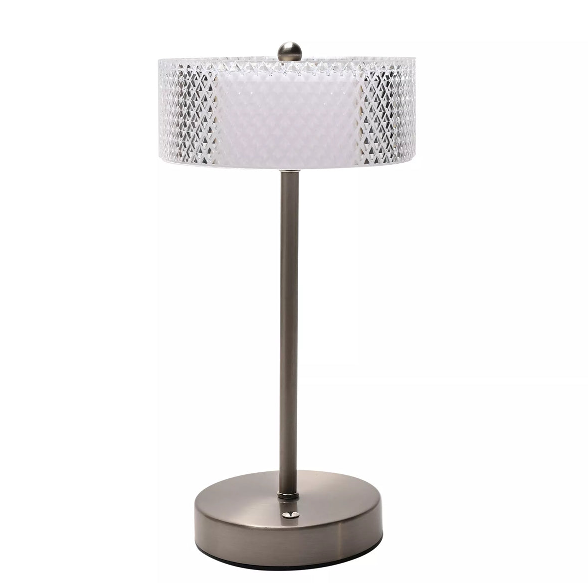 Nickel USB Touch Table Lamp with Crystal Effect Shade