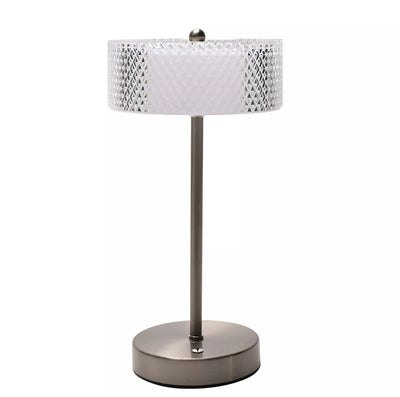 Nickel USB Touch Table Lamp with Crystal Effect Shade
