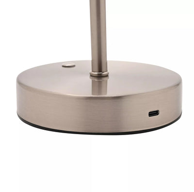 Nickel USB Touch Table Lamp with Crystal Effect Shade