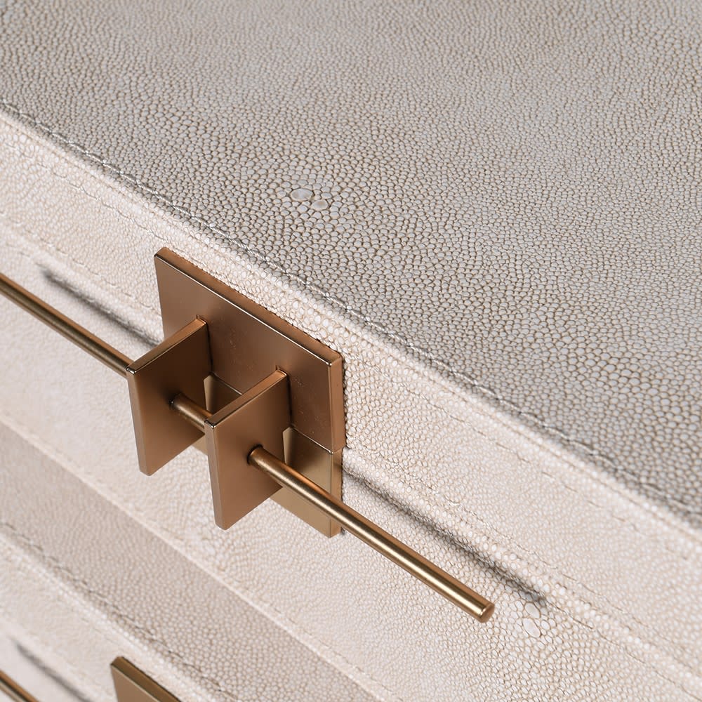 Set of 2 Ivory Crossbar Shagreen Boxes