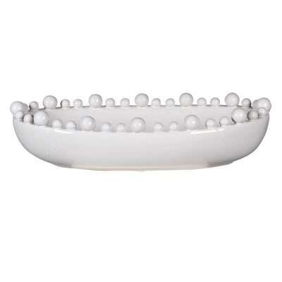 White Oval Ball Edge Bowl