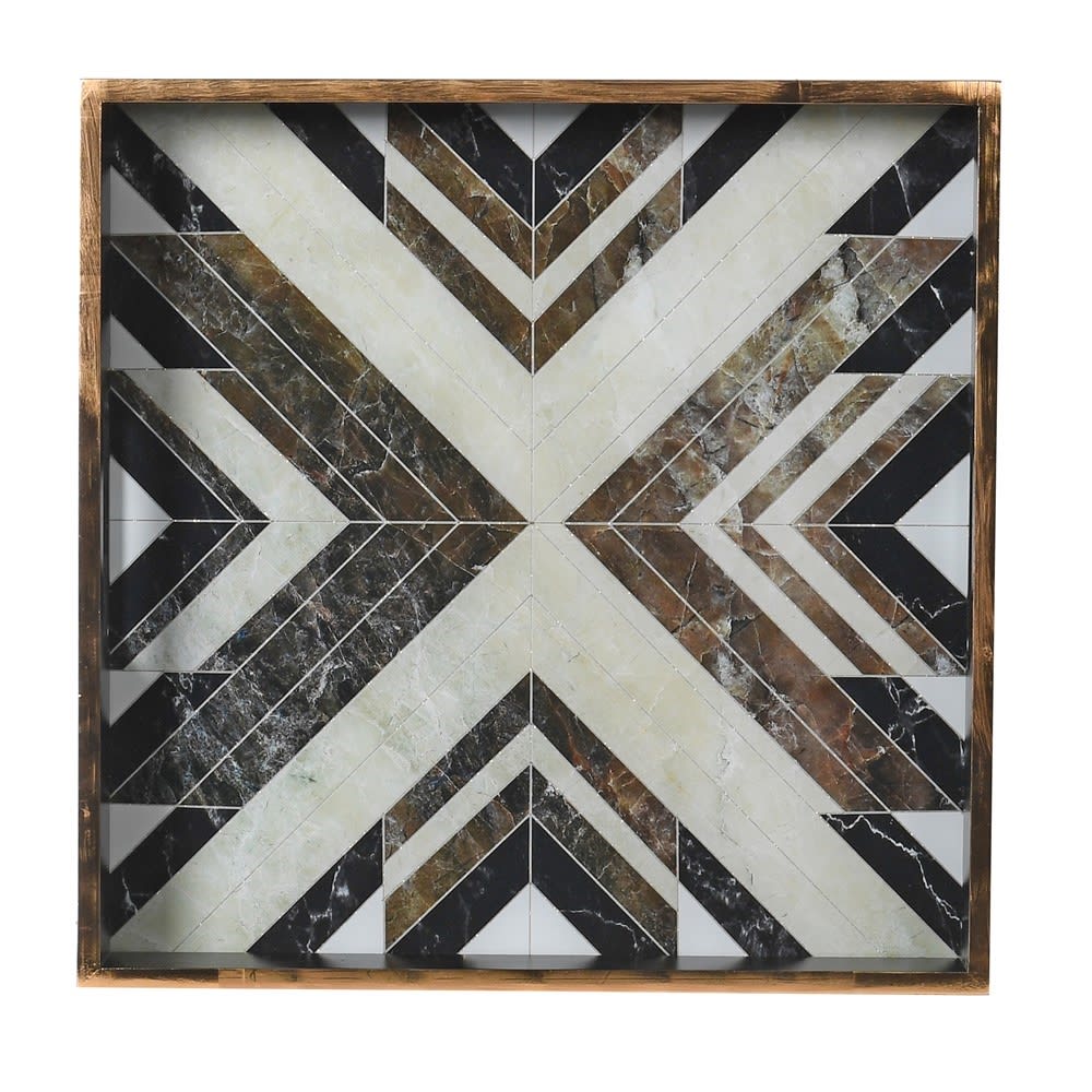 Black and White Square Marbled Tray