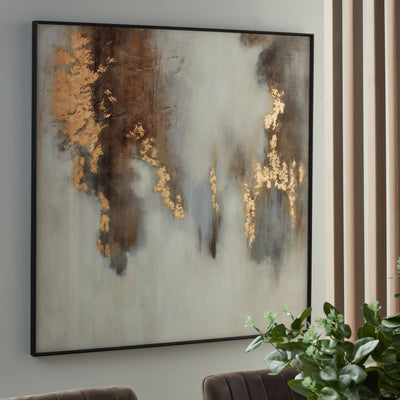 Metallic Soft Abstract Glass Image In Gold Frame