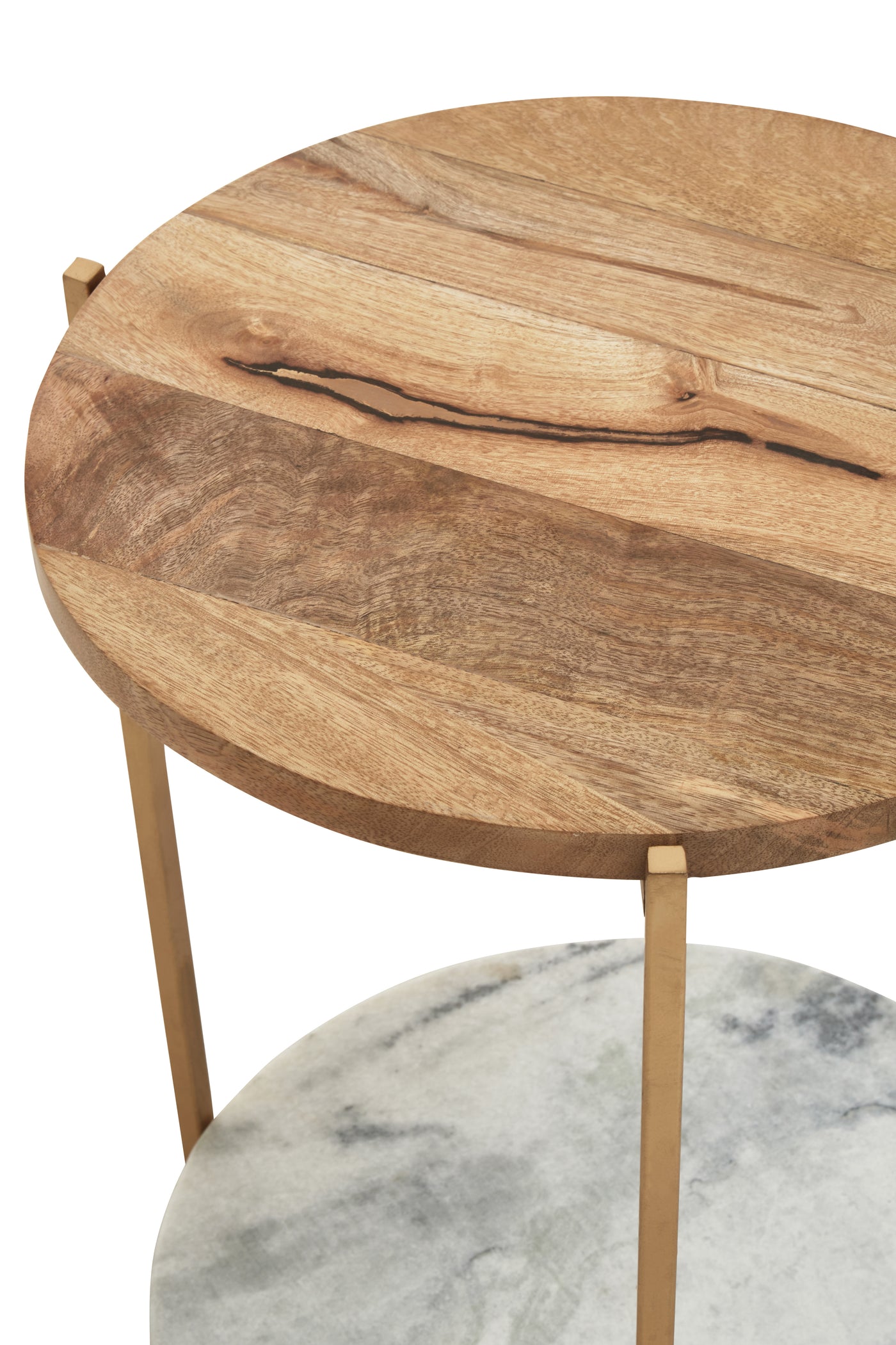 Norfolk Luxury Mandoli White Marble and Wood Side Table