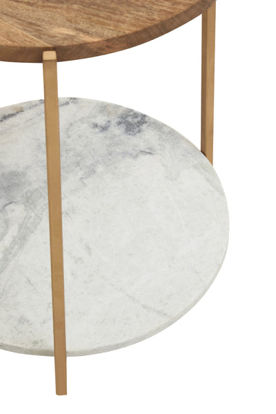 Norfolk Luxury Mandoli White Marble and Wood Side Table