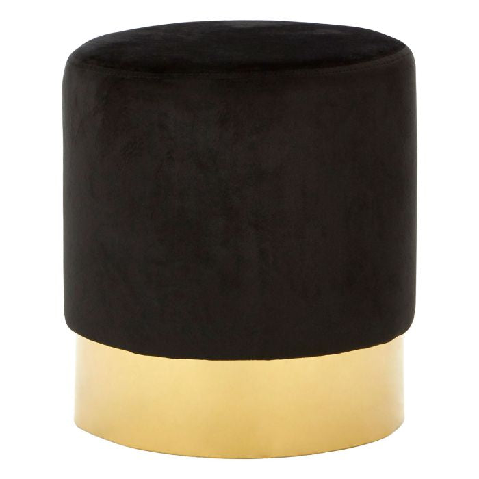 Norfolk Luxury Black Velvet Round Footstool