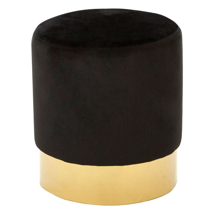 Norfolk Luxury Black Velvet Round Footstool
