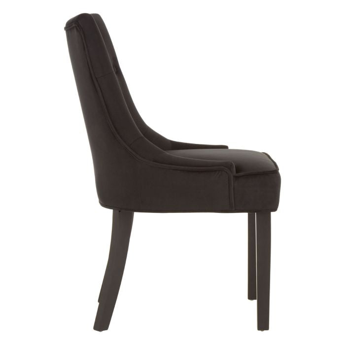 Norfolk Luxury Daxton Black Velvet Buttoned Dining Chair