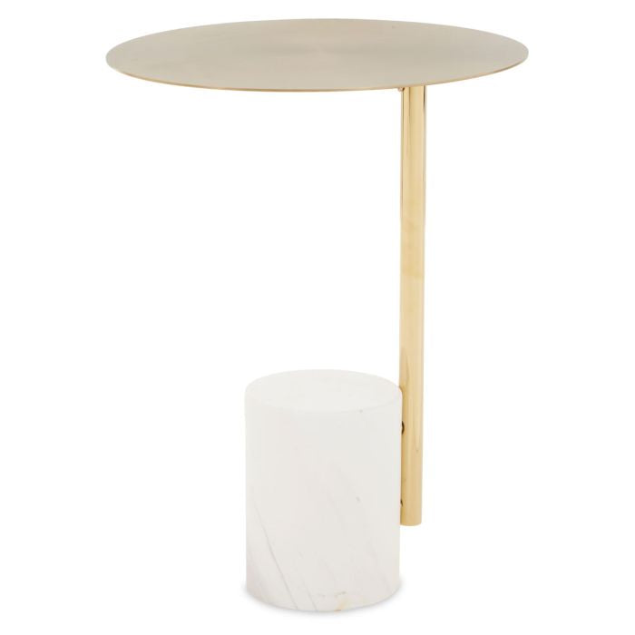 Norfolk Luxury Oria Gold Side Table with White Marble Base