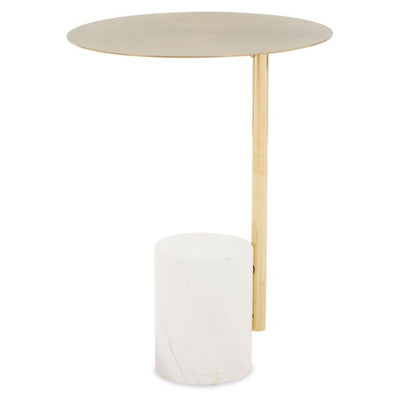 Norfolk Luxury Oria Gold Side Table with White Marble Base