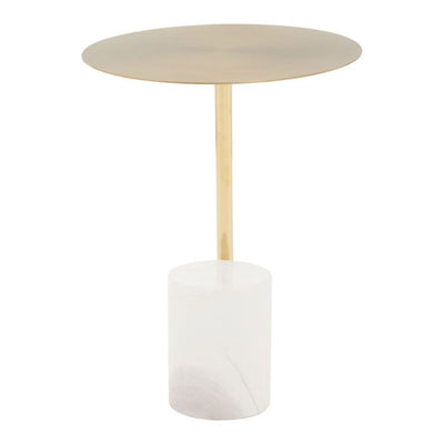 Norfolk Luxury Oria Gold Side Table with White Marble Base