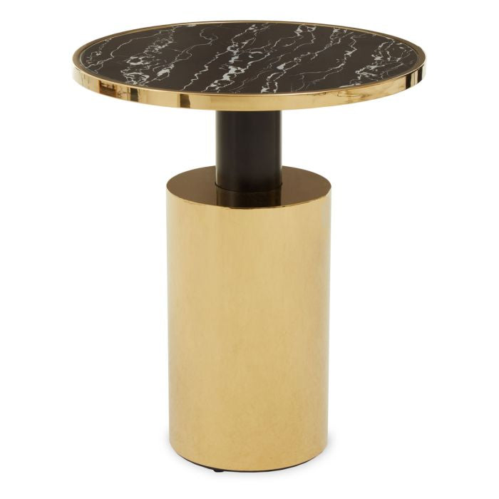 Norfolk Luxury Oria Black Marble Effect Gold Base Side Table